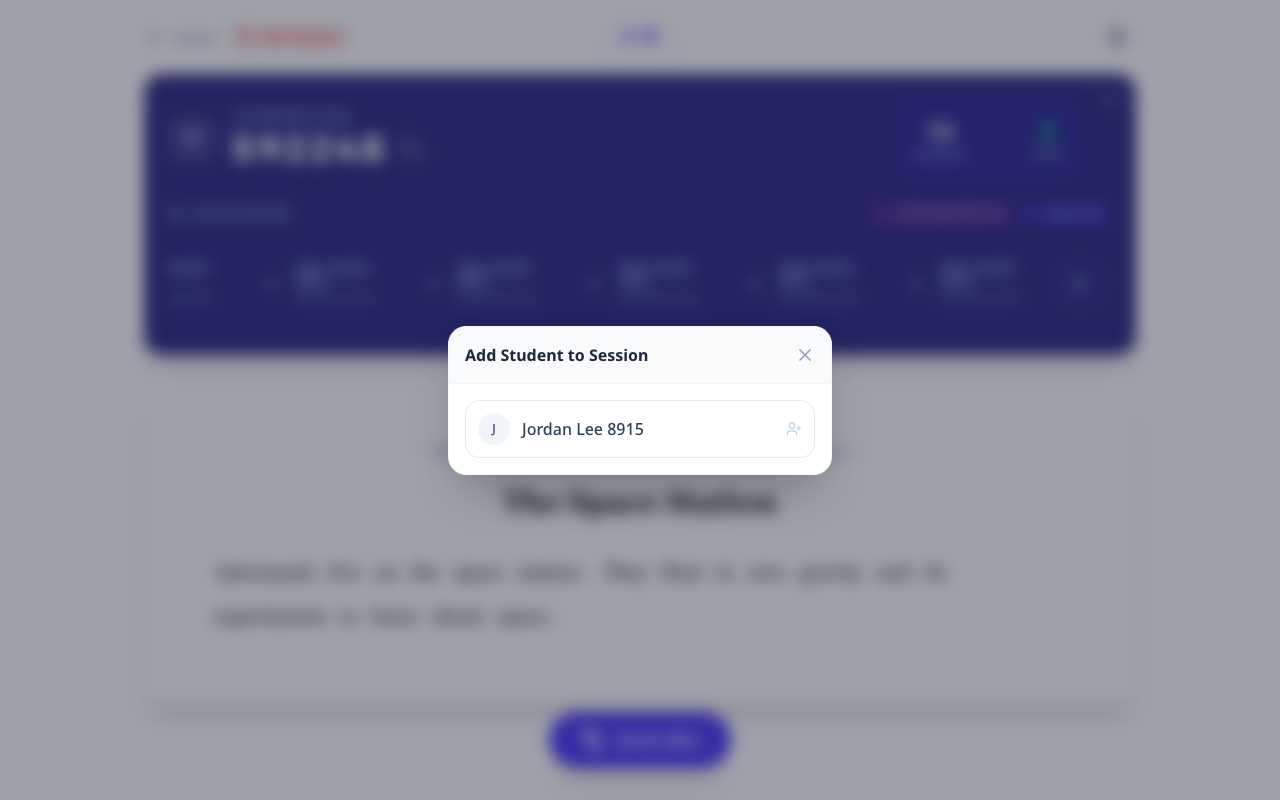 Add Student to Session